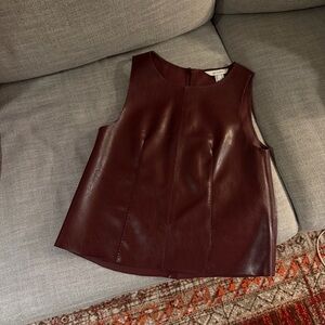 H&M Burgundy Faux Leather Sleeveless Top